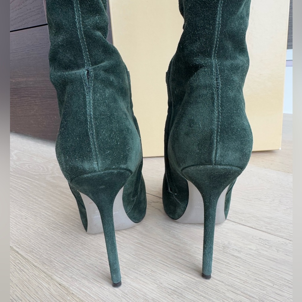 Gianvito Rossi Knee High Green Suede Boots Sz 8.5 - Picture 7 of 9